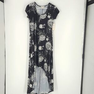 Majora Size M Black Floral High Low T-Shirt Dress